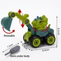 Green dinosaur triceratops excavator cake topper with DIY assembly screwdriver tool - Green Dinosaur Construction Car