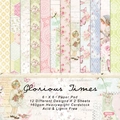 Glorious Times 6-inch vintage scrapbook paper pad with 12 floral designs for DIY crafts - R2305 24 Sheets