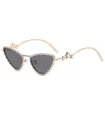 Occhiali da sole chic a occhio di gatto a cuore con montatura dorata e strass brillanti - Montatura Oro Lente Grigia