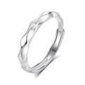 Minimalist S925 sterling silver wave ring with a polished metallic finish for couples - FDJZ-168-Men's