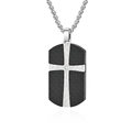 Collana da uomo con ciondolo a croce in fibra di carbonio e intarsio di diamanti - Solo ciondolo / Color Acciaio