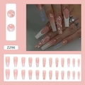 Unghie finte lunghe ballerina sfumate rosa con cuori glitterati e strass scintillanti - Cuore Lucido Sfumato Rosa (Z296)