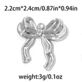 Ciondolo a fiocco in acciaio inossidabile lucido per gioielli fai da te 2,2x2,4cm - Fiocco Lucidato Curvo-TP0531 / Argento