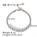 Bracciale a catena serpente argento con dieci zirconi e dettagli sulle dimensioni - Bracciale a Catena a Serpente con Zirconi (NB-B1113-S) / Argento