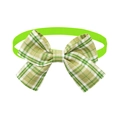 Green plaid pet bowtie accessory with elastic ribbed band for cats and dogs - Green Checkered