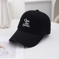Classic black cotton baseball cap with white One Day Sober embroidery in American style - Black