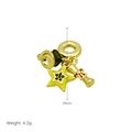 Detailed view of a gold pendant with green star and red bell, size 28mm, weight 4.3g - Graduation Cap/Star/Diploma