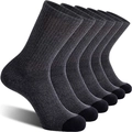 6-pack of dark grey and black athletic crew socks with ribbed knit and reinforced toe - Free Size 39-47 / Gray