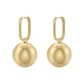 French retro 18K gold plated interlocking square earrings with polished mirror gold beads - VE1026 Gold Ball Drop