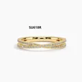 Minimalist S925 silver criss-cross ring in gold with sparkling moissanite pave setting - Moissanite X-Cross Ring