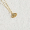 Gold evil eye necklace with blue center stone and sparkling white zircon accents - Eyelash Eye 14K Gold (XL2372)