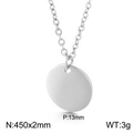 Minimalist silver mirror-finish stainless steel disc pendant necklace with dimensions - 13mm Steel Color (KN231137-Z)