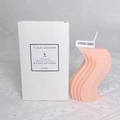Pink S-shaped wave scented soy wax candle with minimalist gift box on lace fabric - Small S-Shape / 7x4x12cm Box / Pink