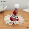 Mini pince à cheveux bonnet de Noël rouge scintillant avec texte Merry Christmas - Pince à cheveux bonnet de Père Noël rouge et blanc avec étiquette lettre