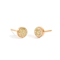 Minimalist round gold-plated stud earrings with pavé yellow crystal settings - Rose Gold + Light Yellow