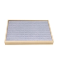 Wooden jewelry display tray with grey velvet lining for rings and small accessories - 100-Slot Grey Tray