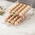 Double-layer drawer egg storage box in transparent PET with 40-capacity gold handle - Transparent 40 Grids Egg Box With Gold Handle