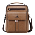 Borsa a tracolla da uomo vintage in pelle PU marrone con tracolla regolabile - Marrone Chiaro Liscio