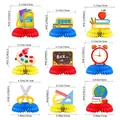 Tableau des tailles pour décoration de table rentrée scolaire avec bus et globe - Décoration en Nid d'Abeille Rentrée Scolaire Style B