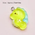 Detailansicht Seepferdchen-Anhänger mit grünem Verlauf für DIY-Schmuck 27 mm - Nr. 2 Gelb Grünes Seepferdchen