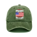 Vintage washed cotton baseball cap in army green with American flag patch design - L (58-60cm/Adjustable) / Washed Army Green (Put it Back)