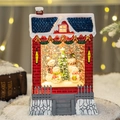 Farol de nieve navideño retro con muñeco de nieve, mini árbol y luz LED cálida - Nueva Casa Roja Cuatro Hombres De Nieve