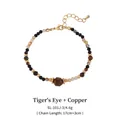 Handmade tiger eye beaded bracelet with gold copper accents and adjustable chain - Tiger Eye Copper Beaded Bracelet SL-101-3