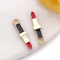 Lipstick shaped alloy pendant with red and black enamel for DIY jewelry making - 1pc Big Red Lipstick