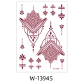 Waterproof maroon henna tattoo sticker with mandala and geometric patterns, style W-1394S - Wine Red Mandala Geometric (W-1394S)