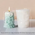 Carved cylindrical silicone mold for DIY candles with intricate floral relief textures - Wonder World Cylinder F ZL-240