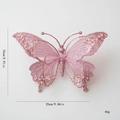 Rosa Weihnachts-Schmetterling Deko mit Glitzer und Perlen, Größe 25cm mal 15cm - Rosa