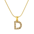 Gold stainless steel letter D pendant necklace encrusted with shimmering white crystals - Gold Letter D (S-P148-D)