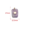 Rectangle purple amethyst pendant with golden sun motif and 17mm x 12.5mm dimensions - Rectangle Inlay - Sun