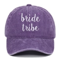 Detailed embroidery of 'bride tribe' on purple washed cotton distressed baseball cap - Adjustable / Purple