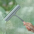Pink handheld window squeegee with grey silicone blade for cleaning glass and tiles - Model 077 / Pink