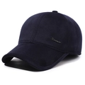 Men's navy blue winter baseball cap with thermal honeycomb texture and metal logo - Adjustable / Navy Blue
