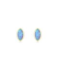 Elegantes pendientes de plata s925 con ópalo marquesa y destellos azul-verde - Dorado