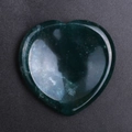 Polished heart-shaped moss agate worry stone with natural deep green textures - Moss Agate