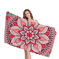 Thick mandala beach towel with colorful geometric bohemian pattern and fringe - Style 3