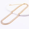 Gouden choker met baguette-geslepen zirkoniasteentjes en verstelbare karabijnsluiting op maat - Witte Zirkonia