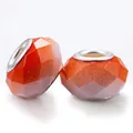 Orange faceted crystal beads with large silver metal core for DIY bracelet making - Orange Faceted