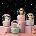 Luminous crystal balls with cartoon characters on colorful bases in blue and pink - Cute Character Design (No. 13 Fruit Theme) / Small With Light And Snow