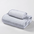 Absorbent grey waffle weave coral fleece towel set with large bath towel and hand towel - Towel 34x74cm / Pineapple Grid Grey