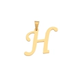 Polished 18k gold plated stainless steel letter H pendant charm with bail connector - Letter H