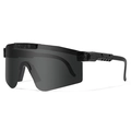 All-black sports sunglasses with wide polarized lens and white speckled texture details - Matte All Black (C1)