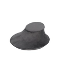 Close-up of premium dark grey velvet finish on a necklace bust display stand - Gray