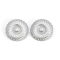 Polished silver stainless steel round spiral textured stud earrings for women - Silver (PD3359)