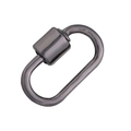 Oval screw lock carabiner fastener in gunmetal grey finish for fashion accessories - Buttons: 6 / Size (mm): 20*12 / Button