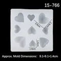 Witte siliconen vorm met 9 hartvormige holtes voor chocolade en fondant met maten - Stijl 2 (15-766) / Transparant
