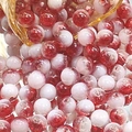 10mm red and white gradient crackle glass beads for DIY bracelet and jewelry making - 10MM Semi-white Crackle Red White